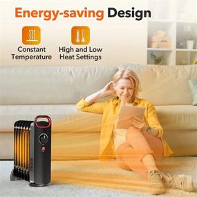 img 2 attached to Stay Cozy With Our Quiet Electric Oil Heater - 700W Radiator With Overheat Protection And 2 Heat Settings For Indoor Use In Bedroom, Office, And Home