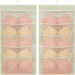 img 4 attached to 10-Pocket Oxford Cloth Closet Hanger Organizer For Bras And Underwear - Space-Saving Family Bedroom Storage Solution