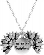 sunflower locket necklace - sloong engraved inspirational pendant for women, mother's day, and girlfriend gifts - you are my sunshine jewelry logo
