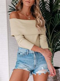 img 1 attached to Stretchy Shoulder Jumpsuit Bodysuit Sweaters - Women's Clothing via Bodysuits