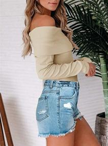 img 3 attached to Stretchy Shoulder Jumpsuit Bodysuit Sweaters - Women's Clothing via Bodysuits