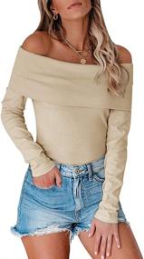 img 4 attached to Stretchy Shoulder Jumpsuit Bodysuit Sweaters - Women's Clothing via Bodysuits