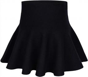 img 4 attached to Little Girls High Waist Knit Flared Pleated Skater A-Line Skirt Casual Clothing