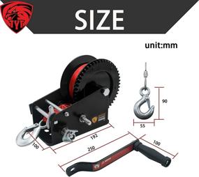 img 3 attached to 3500Lbs Capacity Manual Trailer Winch Red