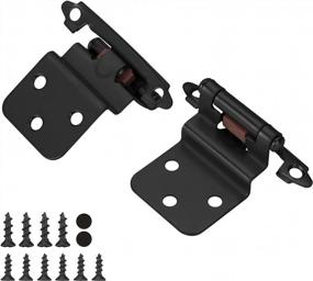 img 4 attached to 3/8'' Homdiy 24 Pairs 48 Pack Black Cupboard Hinges Self Closing Kitchen Cabinet Hinges - Inset Black Cabinet Hinges Face Mount Hinges For Cabinet Doors, Upgraded Screws Included