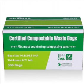 img 4 attached to 300 Count Primode Compostable Bags, 2.6 Gallon Food Scraps Yard Waste ASTM D6400 0.71 Mil Extra Thick Kitchen Bags Certified By BPI And TUV