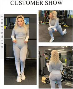 img 3 attached to Women'S 2-Piece High Waist Yoga Leggings & Long Sleeve Crop Top Activewear Set By FeelinGirl.