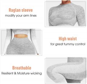 img 1 attached to Women'S 2-Piece High Waist Yoga Leggings & Long Sleeve Crop Top Activewear Set By FeelinGirl.