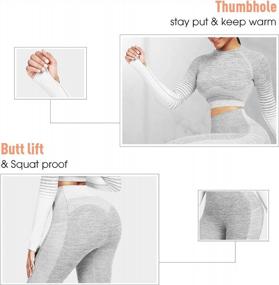 img 2 attached to Women'S 2-Piece High Waist Yoga Leggings & Long Sleeve Crop Top Activewear Set By FeelinGirl.