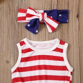 img 1 attached to Show Your Patriotism With Calsunbaby'S 4Th Of July Baby Girl Outfit Featuring USA Flag And Stripes With Ruffle Sleeves, Demin Shorts And Headband