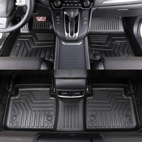 img 4 attached to Top-Quality TPE Car Floor Mats for Honda CRV 2018-2020: Waterproof & Anti-Damage Liner - Black Custom Fit