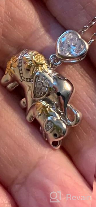 img 1 attached to 🐘 Jemplestic 925 Sterling Silver Lucky Elephant Necklace - Perfect Sunflower Mother and Child Jewelry Gift for Women, Mom, and Girls review by Rebecca Bright