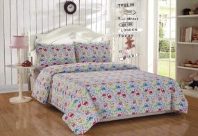 img 1 attached to Dinosaur-themed 4pc Queen Size Sheet Set - MK Home Collection - Vibrant Pink, White, Blue, Green, Purple!