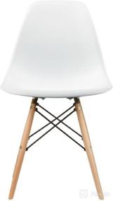 img 2 attached to 2xhome - DSW Molded Plastic Shell Ray Chair with Brown Wood Eiffel Dowel-Legs Base - Bedroom Dining Side Chair with Nature Legs (White)