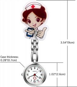 img 3 attached to Cute Cartoon Clip-On Nurse Watch For Women: Perfect Pendant For Doctors, Clinic Staff, And Tunic Stethoscope Badge Quartz Fob Watch