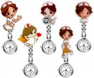 cute cartoon clip-on nurse watch for women: perfect pendant for doctors, clinic staff, and tunic stethoscope badge quartz fob watch logo