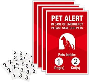 img 4 attached to 🐾 Pet Alert Sticker - Pack of 4 - 4x6 inches - Window Safety Sign