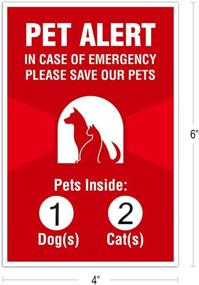 img 3 attached to 🐾 Pet Alert Sticker - Pack of 4 - 4x6 inches - Window Safety Sign