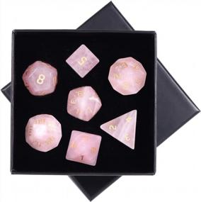 img 4 attached to Уникальный и стильный набор многогранных игральных костей из розового кварца для DND, MTG и домашнего декора