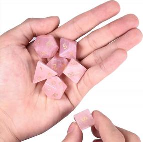 img 3 attached to Unique And Stylish Rose Quartz Polyhedral Dice Set For DND, MTG, And Home Decor