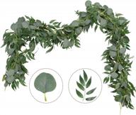 artificial eucalyptus and willow greenery garland - 2 pack, 6.5 feet long - perfect for wedding, bridal, and baby shower decor as table runners logo