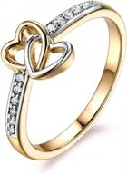 double heart love rings for anniversary, promise, wedding: gulicx bridal gold-tone band with white cubic zirconia in two tones logo