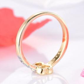 img 2 attached to Double Heart Love Rings For Anniversary, Promise, Wedding: GULICX Bridal Gold-Tone Band With White Cubic Zirconia In Two Tones