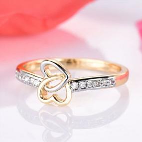 img 1 attached to Double Heart Love Rings For Anniversary, Promise, Wedding: GULICX Bridal Gold-Tone Band With White Cubic Zirconia In Two Tones