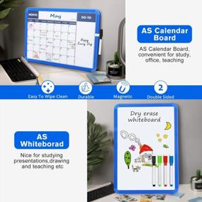 img 3 attached to Dual-Sided Magnetic Dry Erase Calendar Set For Kids - Blue And Green Plastic Frame, Small 14X10-Inch Wall Calendar Board