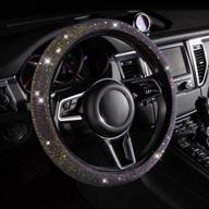 women fashion black velvet bling steering wheel cover with colorful iridescent diamonds логотип