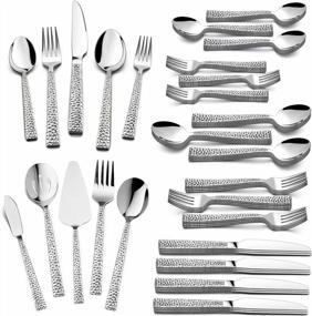img 4 attached to 65-Piece HaWare Stainless Steel Silverware Cutlery Set - Service For 12, Elegant & Classic Design, Dishwasher Safe - Square Edge