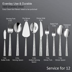 img 3 attached to 65-Piece HaWare Stainless Steel Silverware Cutlery Set - Service For 12, Elegant & Classic Design, Dishwasher Safe - Square Edge