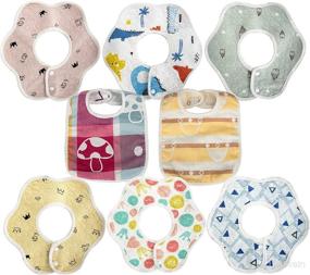 img 1 attached to 👶 Snap Muslin Baby Bibs 8-Pack: Organic Cotton Waterproof Bibs for Boys and Girls 0-12 Months – Absorbent and Soft for Drooling, Teething, and Feeding – Adjustable with Snaps