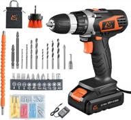 maiberg 20v cordless drill and electric screw gun set with 2ah battery, 26 accessories, 300 in-lb torque, 3/8" chuck, 2 variable speeds, and 1.3a charger logo
