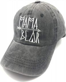 img 4 attached to Женская шапка с вышивкой Waldeal Mama Bear, винтажная потертая джинсовая бейсболка для мамы