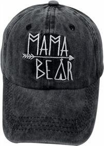 img 1 attached to Женская шапка с вышивкой Waldeal Mama Bear, винтажная потертая джинсовая бейсболка для мамы