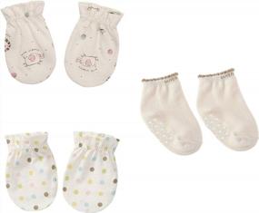 img 4 attached to Organic Super Soft Baby Mittens & Socks Set - No Scratch, 100% Certified Organic For Boys & Girls