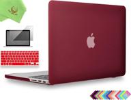 матовый жесткий чехол, чехол для клавиатуры и защитная пленка для экрана для macbook pro retina 13 дюймов (конец 2012-2015 гг.), модель a1425/a1502, винно-красный от ueswill - без компакт-диска логотип