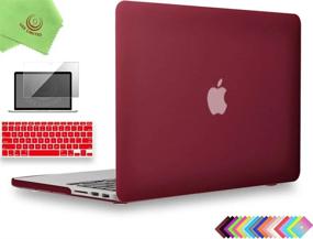 img 4 attached to Матовый жесткий чехол, чехол для клавиатуры и защитная пленка для экрана для MacBook Pro Retina 13 дюймов (конец 2012-2015 гг.), модель A1425/A1502, винно-красный от UESWILL - без компакт-диска