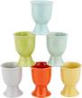 6-pack ceramic egg cup set - colorful holders for soft & hard boiled eggs | kitchen decorations for easter & breakfast cooking logo