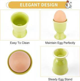 img 1 attached to 6-Pack Ceramic Egg Cup Set - Colorful Holders For Soft & Hard Boiled Eggs | Kitchen Decorations For Easter & Breakfast Cooking