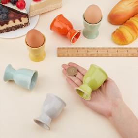 img 2 attached to 6-Pack Ceramic Egg Cup Set - Colorful Holders For Soft & Hard Boiled Eggs | Kitchen Decorations For Easter & Breakfast Cooking
