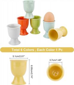 img 3 attached to 6-Pack Ceramic Egg Cup Set - Colorful Holders For Soft & Hard Boiled Eggs | Kitchen Decorations For Easter & Breakfast Cooking
