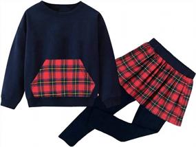 img 4 attached to Girls Heart Print Sweatshirt Top + Long Pantskirts 2Pcs Clothing Set Outfit - DDSOL Baby Pant Set