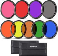 📷 neewer 9-piece 58mm full-color lens filter set for camera lens | 58mm filter thread | includes red, orange, blue, yellow, green, brown, purple, pink, gray nd filters | carry pouch included logo