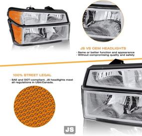 img 1 attached to JSBOYAT Headlight Assembly W/Bumper Lights 4Pcs Replacement For 04-12 Chevy Colorado / 04-12 GMC Canyon / 06-08 Isuzu I-Series Headlamp Passenger And Driver Side (Chrome Housing With Amber Reflector)