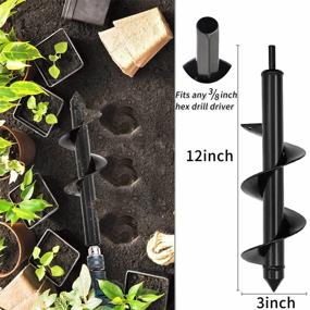 img 3 attached to 1.6X9In & 3X12In Garden Auger Spiral Drill Bit: Rapid Planter For Planting Tulips, Iris, Bedding Plants And Digging Weeds Roots!