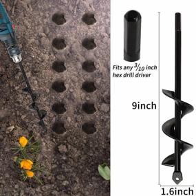 img 2 attached to 1.6X9In & 3X12In Garden Auger Spiral Drill Bit: Rapid Planter For Planting Tulips, Iris, Bedding Plants And Digging Weeds Roots!