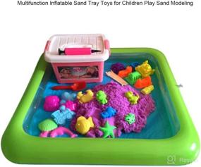 img 3 attached to 🏖️ Topwon Inflatable Sand for Kids - Portable Sand Tray with Sand Molds & Tray Lid - Ideal Gift for Creative Play (29.5×39.3Inch, Random Color)