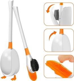 img 4 attached to 🐼 Efficient and Versatile PandaFairy Silicone Bathroom Toilet Brush Plunger: Wall Mounted, Deep Cleaning with Flexibility to Reach Corners, Kawaii Duck Design with Drip-Free Cover Bowl Cleaner Brush Set (White)